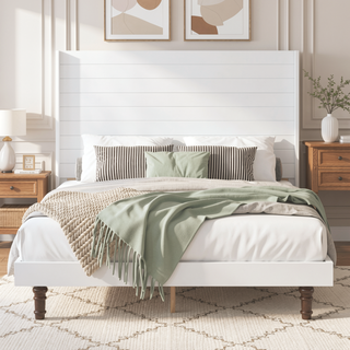 Sunvega Stylish High Headboard Bed with 54 Inch Design for Reading and Relaxing