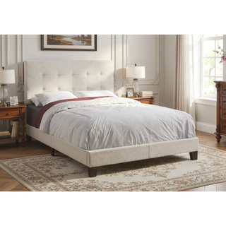 Sunvega Low Profile Full Size Upholstered Bed Frame with Tufted Headboard