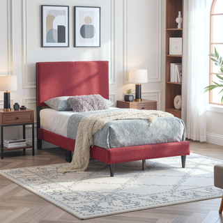 Sunvega White Faux Leather Upholstered Queen Bed with Adjustable Headboard