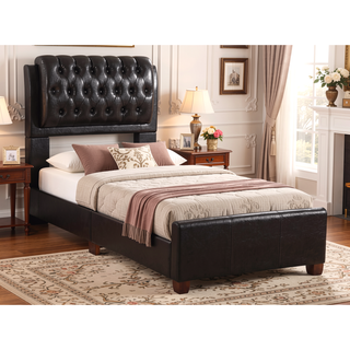 Sunvega Modern Dark Brown Twin Bed with Durable Construction for Bedroom