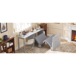 Sunvega Twin Size Murphy Cabinet Bed with Adjustable Desk and Foldable Cushion