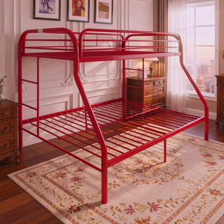 Sunvega Twin/Full Metal Bunk Bed with Slat System and Guardrail