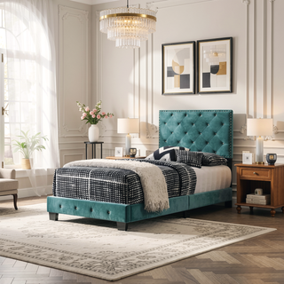 Sunvega Bright Green Twin Bed Frame with Spacious Storage and Sturdy Build