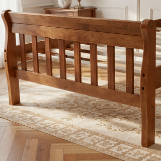 Sunvega Twin Sleigh Bed Frame with Headboard and Footboard for Living Room