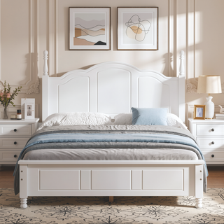 Sunvega Retro Style Solid Wood Platform Bed Frame with Slat Support for Full Size Mattress