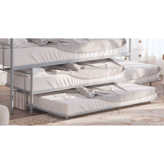 Sunvega Silver Contemporary Twin Metal Daybed with Trundle and Pipe Framework