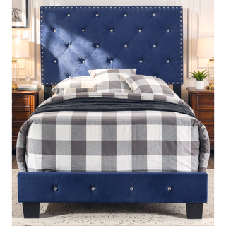 Sunvega Navy Blue Twin Bed Frame with Robust Durable Construction for Bedroom