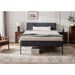 Sunvega Hudson King Platform Bed Frame with Upholstered Headboard and Footboard