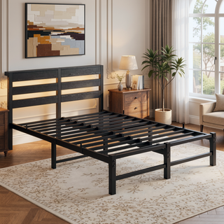 Sunvega Twin Size Heavy Duty LED Bed Frame with USB Charging and Headboard