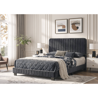 Sunvega Stylish Casual Gray Queen Bed Frame with Durable Support