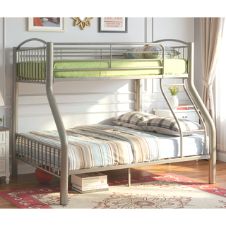 Sunvega Contemporary Metallic Gold Twin Over Full Metal Bunk Bed with Bold 3" Tube Rails