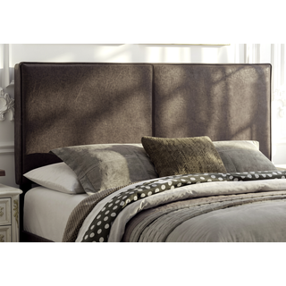 Sunvega Queen Size Upholstered Bed in Soft Dark Brown Leather-Look Material