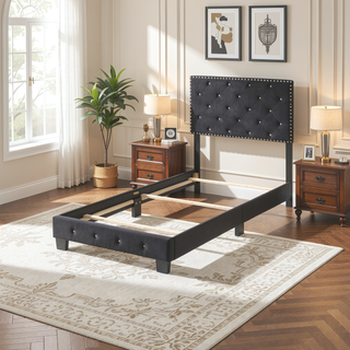 Sunvega Chic Black Twin Bed for Kids or Guest Room Use