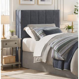 Sunvega Gray Fabric Upholstered Padded Vertical Channel Tufted Twin Headboard