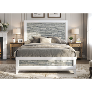 Sunvega Modern Contemporary Style King Panel Bed with Tall Headboard and Footboard