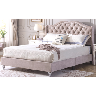 Sunvega Queen Upholstered Bed with Transitional Style and Sturdy Frame