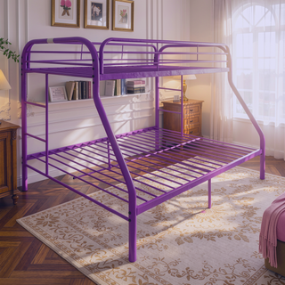 Sunvega Twin/Full Metal Bunk Bed with Slat System and Guardrail