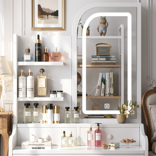 Sunvega Makeup Vanity Desk Set with Large Mirror and 3 Color Adjustable Lights