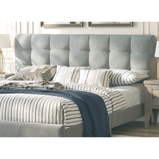 Sunvega Modern Light Gray Upholstered Tufted Headboard California King Platform Bed
