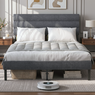 Sunvega Full Size Upholstered Platform Bed Frame With Headboard and 14'' Storage