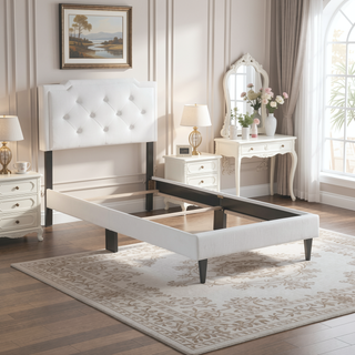 Sunvega Twin Bed Frame in Crisp White for Compact Living Areas