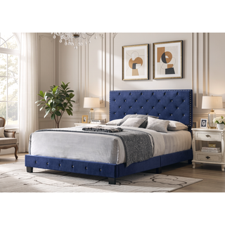 Sunvega Navy Blue Full Bed with Durable Construction for Modern Spaces