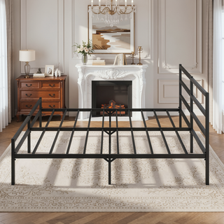 Sunvega Metal Platform Bed Frame with Headboard for Modern Bedroom No Box Spring