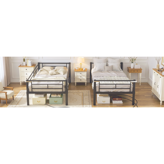 Sunvega Sturdy Metal Twin over Twin Bunk Bed with Safety Guardrail and Noise Reduced