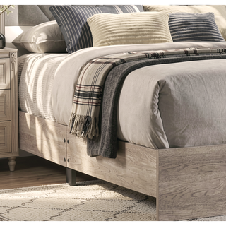Sunvega Contemporary Cream California King Size Bed with V-Design Headboard