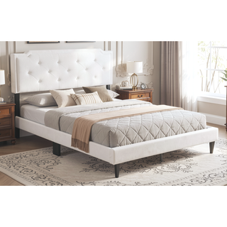 Sunvega Full Bed with Chic Tufted Headboard and Vibrant Blue Hue in One Box