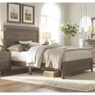 Sunvega Natural Finish Full Bed with Headboard Footboard and Rails