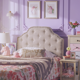 Sunvega Modern Button Tufted Upholstered Headboard with Nailhead Trim and Adjustable Legs