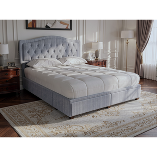 Sunvega King Upholstered Storage Bed with 2 Drawers and Polyester Fabric