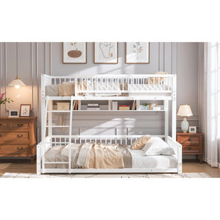 Sunvega Heavy Duty Twin XL over Queen Metal Bunk Bed Frame with Safety Guardrails