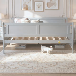 Sunvega Twin Size Pine Wood Daybed with Two Storage Drawers in White
