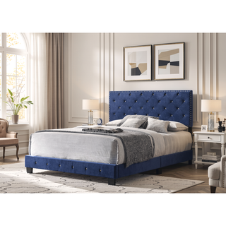 Sunvega Navy Blue Full Bed with Durable Construction for Modern Spaces