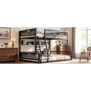 Sunvega Heavy Duty Twin XL over Queen Metal Bunk Bed Frame with Safety Guardrails