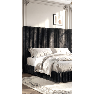 Sunvega Contemporary White Fur Chenille Fabric Mattress Ready Queen Size Bed