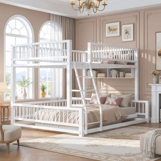 Sunvega Heavy Duty Twin XL over Queen Metal Bunk Bed Frame with Safety Guardrails