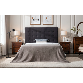 Sunvega Adjustable Height Geometric Square Tufted Headboard for Queen Bed Charcoal