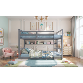 Sunvega Twin Over Twin Bunk Bed with Ladder and Guardrail for Shared Rooms