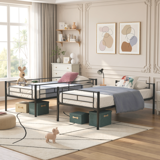 Sunvega Modern Metal Bunk Bed Frame with Strong Steel Structure for Bedroom