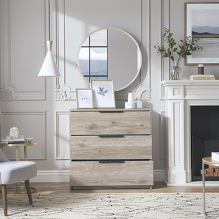 Sunvega Kaia 3 Drawer Dresser with Open Display Top and Large Storage