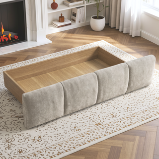 Sunvega Queen Size Upholstered Bed with Storage Drawers and Soft Chenille Headboard