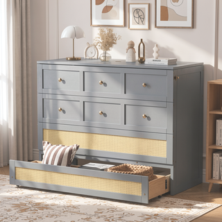 Sunvega Full Size Murphy Bed with Large Storage Drawers in Classic Gray
