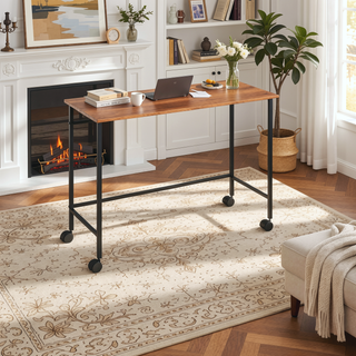 Sunvega Twin Size Metal Loft Bed with Desk, Shelves, and Full Guardrail