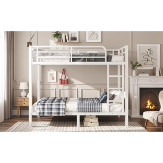 Sunvega Metal Full over Full Bunk Bed for Teens and Adults with Noise Reduction and Storage