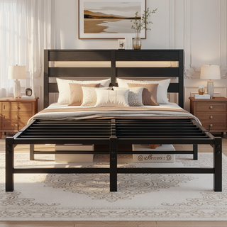 Sunvega Twin Size Heavy Duty LED Bed Frame with USB Charging and Headboard