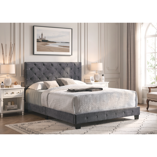 Sunvega Sophisticated Gray Queen Bed With Transitional Style For Any Room