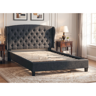 Sunvega Modern Contemporary Wing Back Button Tufted Adjustable King Size Platform Bed